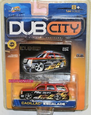 JADA TOYS DUB CITY CADILLAC ESCALADEFIRE DEPT #034 RED SCALE 1:64