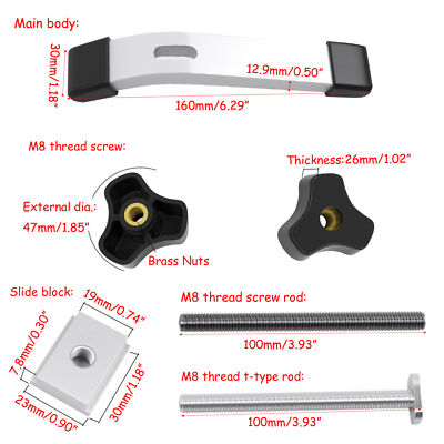 1 x T-Track Hold Down Clamp Kit mit T Bolzen und Silder für die Holzbearbeitung