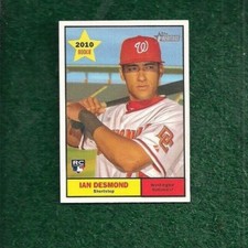 IAN DESMOND - 2010 TOPPS HERITAGE ROOKIE CARD # 129 - WASHINGTON NATIONALS - MLB. rookie card picture