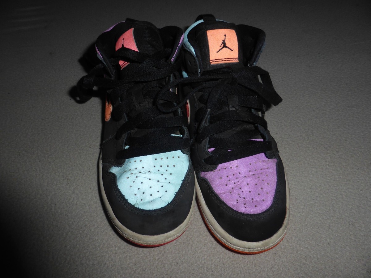 NIKE AIR JORDAN RETRO 1 MID CANDY SHOES 640734-083 13C BLACK MULTI