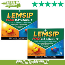 2x - Lemsip Max Day & Night Cold & Flu Relief Capsules 16 Pack (32 Capsules)
