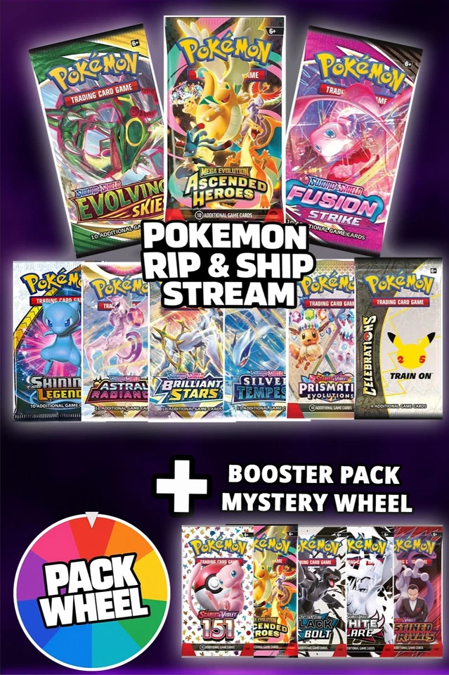 Pokemon Rip & Ship Stream + Mystery Pack Wheel!