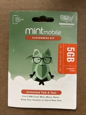 Mint Mobile 5GB 5G LTE 3 Months Plan Unlimited Talk And Text 3 In 1 Sim