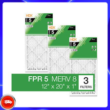 12x20x1 Furnace Air Filter MERV 8 Pleated HVAC AC FPR 5 Dust Pollen Pet 3-Pack