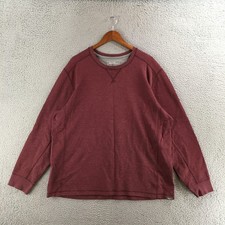 Eddie Bauer Mens 2XL Burgundy Long Sleeve Waffle Knit Crewneck Pullover Shirt