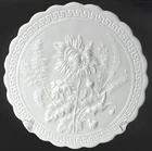 Vintage Imperial White Satin Glass Plate Raised Chrysanthemum Floral 10.25"