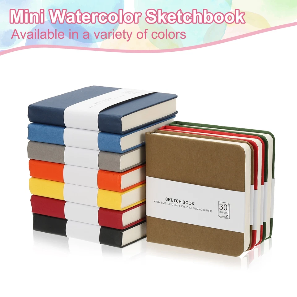 3 件装 30 张 300GSM/203 磅水彩素描本,深蓝色/深绿色/棕色 — 第 4/4 张图片