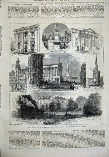 Original Old Antique Print 1874 Prince Wales Warwickshire Birmingham Packington