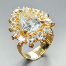 Unique ring 7 ct Natural Aquamarine Ring 925 Sterling Silver Size 7 /R454090