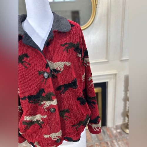 Giacca stampa cavallo Tsunami Canada XL rosso nero beige equitazione stile western - Foto 2 di 10