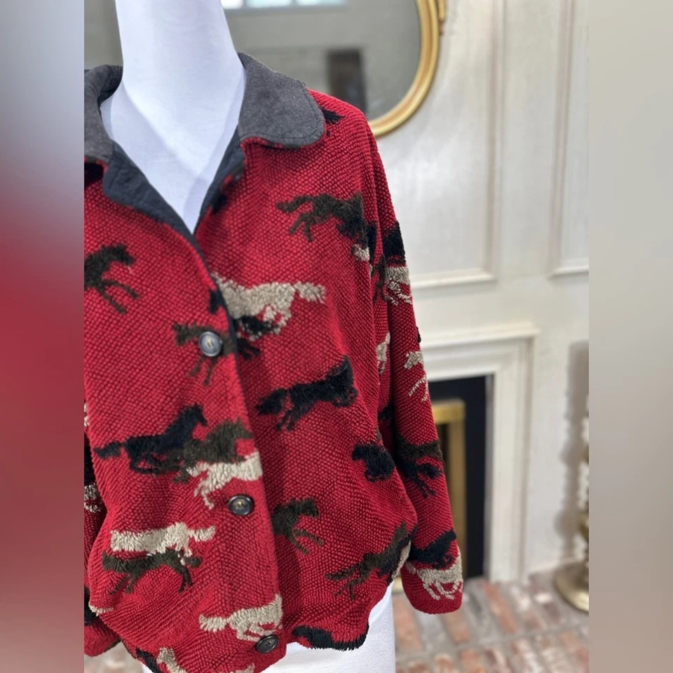 Chaqueta Tsunami Canada Estampado Caballo XL Roja Negra Beige Estilo Ecuestre Occidental Foto 2 de 4