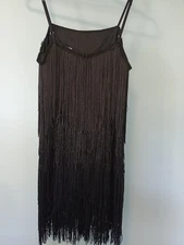 1920s Adult Women’s Black Flapper Dress Costume Size M Fringe Fashion Nova