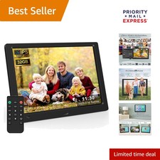 Smart 10.1'' Digital Picture Frame, 32GB Storage, 1080p Screen, Remote Control
