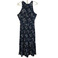 Michael Kors Floral Halter Sleeveless Midi Dress S/P Romantic All Over Flower  
