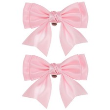 PATIKIL Women Bow Shoe Clips, 2 Pcs Satin Elegant Detachable 9cm, Pink
