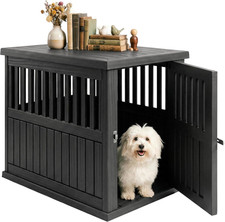 Dog Crate Furniture End Table - Decorative Corner Dog House Table for Small to M