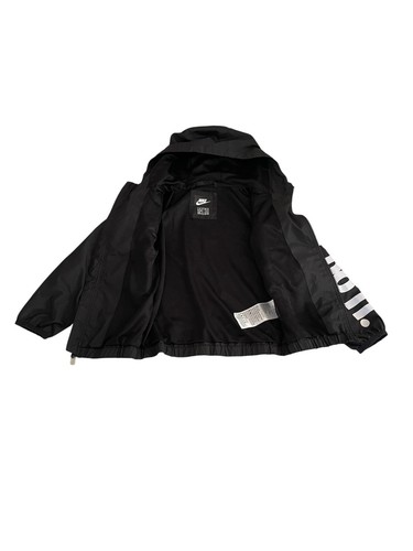 Nike Kids Black & White Hooded Full-Zip Windbreaker Jacket Boys 4 (XS) - Picture 6 of 13