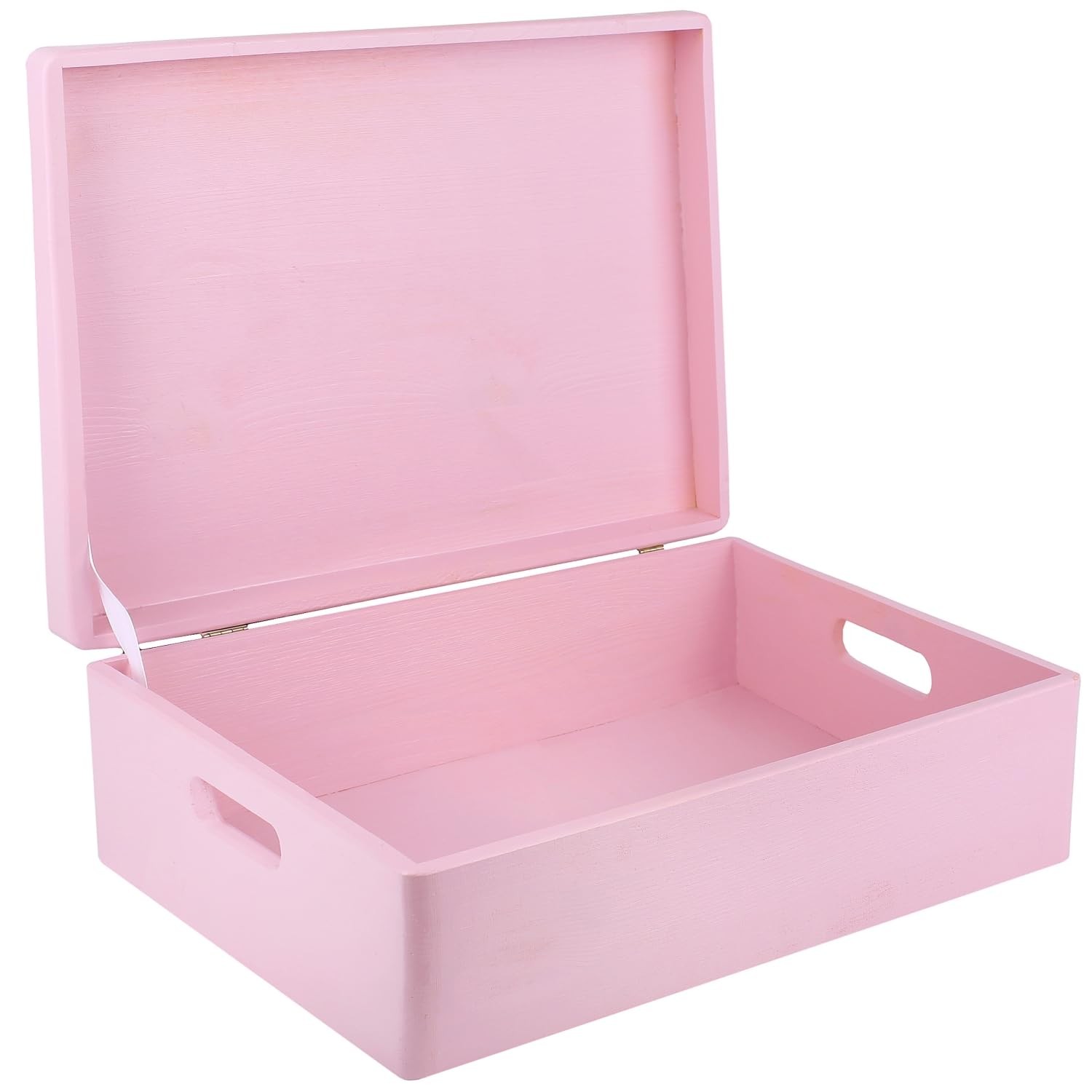 Boite en bois rose 40 cm pour ranger les jouets de la chambre