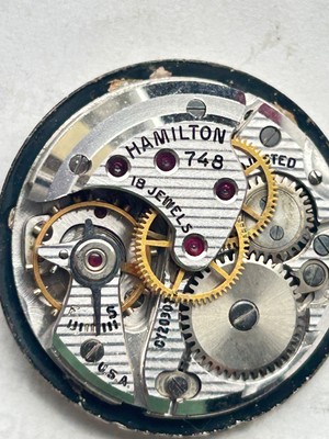 Vintage Hamilton Caliber 748 18-Jewel Wristwatch Movement defekt (R497)