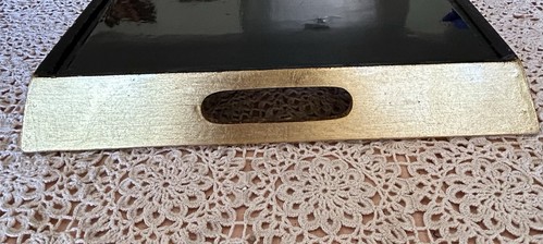 VTG MCM Lacquer Ware Gold Leaf Handled Serving Tray Japan Excellent Condition! - Picture 4 of 8