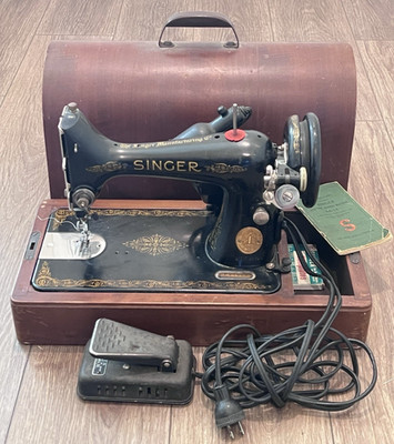 Vintage 50s Singer 99K Electric Sewing Machine w/Case & Original Pedal EF-120689