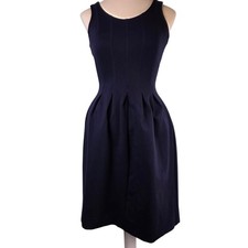 J.Crew Women's Navy Blue Ponte Fit and Flare Dress 0 Sleeveless classic Preppy