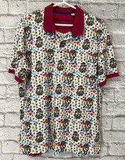Robert Graham Mens Large Multicolor Skull Kennedy Polo Shirt Short Sleeve