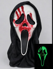 Ghostface Mask Bloody Hand Print custom scream paint design glow in the dark