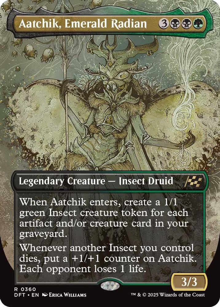 2025 MTG: DFT Aatchik, Emerald Radian (Borderless) (#360, Foil, Rare, Near Mint)
