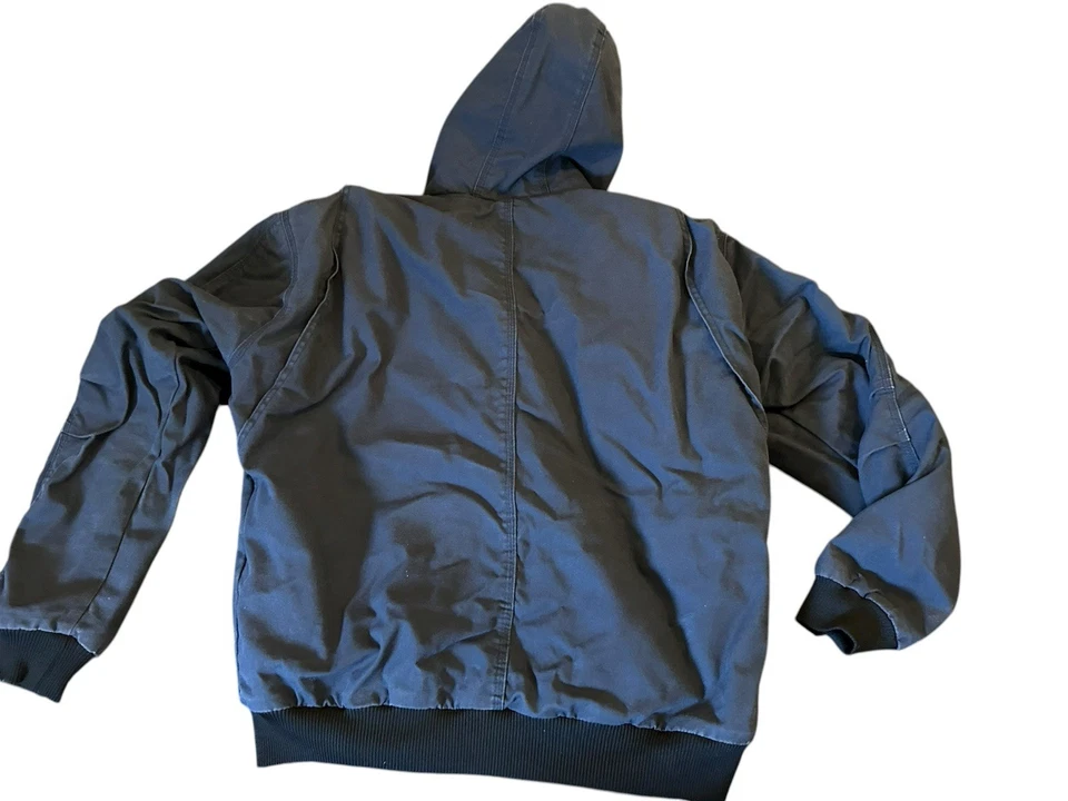 Chaqueta de Trabajo Activa Berne Heritage Duck Con Capucha Azul Marino Grande Aislada Foto 3 de 4