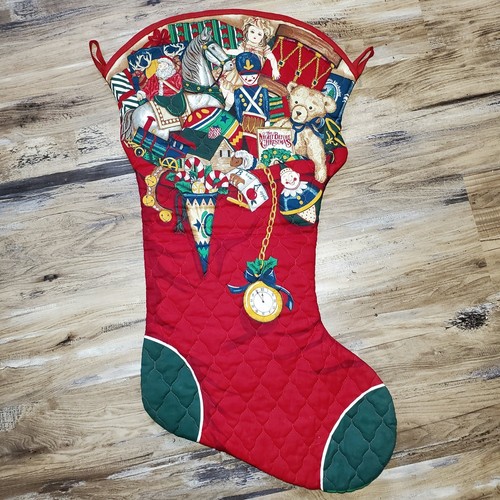 Cranston 32" Jumbo Christmas Stocking "Home for Holidays" Antique Toys Fabric