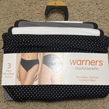 Warners Blissful Benefits Dig-Free Microfiber Brief 3-Pack Size: Large NWT