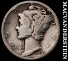 1938 Silver Mercury Dime - Scarce  Better Date  No Reserve  #G8767