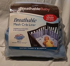 BreathableBaby Breathable Mesh Bayshore Blue Crib Liner  Breathable Baby  NEW