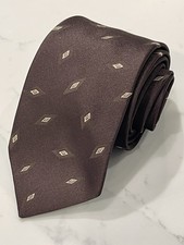 Vintage Wembley Leatherback Satins Brown Foulard Classic Business Tie 56 x 3.5