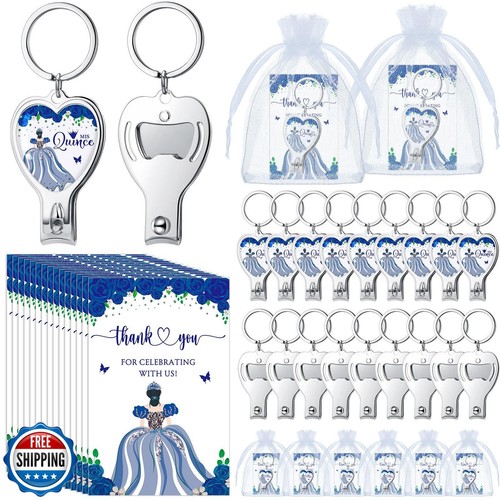 Landical 50 Sets Blue 15th Quinceañera Party Favors Includes Quince Keychain