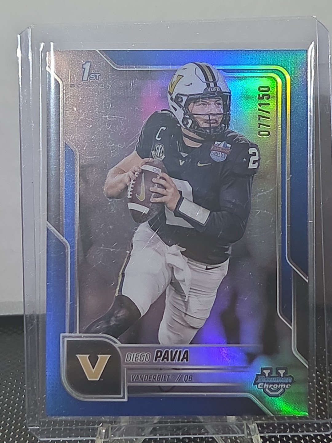 2025 Bowman Chrome University Diego Pavia 1st Bowman Blue/150 Villanova Wildcats