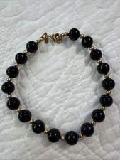 14k Yellow Gold Onyx Beaded 7.5 Bracelet