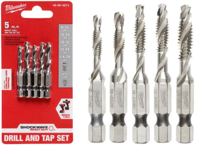 New Milwaukee 48-89-4874 SAE SHOCKWAVE Impact Drill and Tap Bit Set - 5 PC