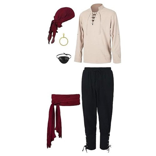 Renaissance Costume Halloween Fashion Casual Set Pirate Cosplay-Kit W8V2 - Picture 16 of 16