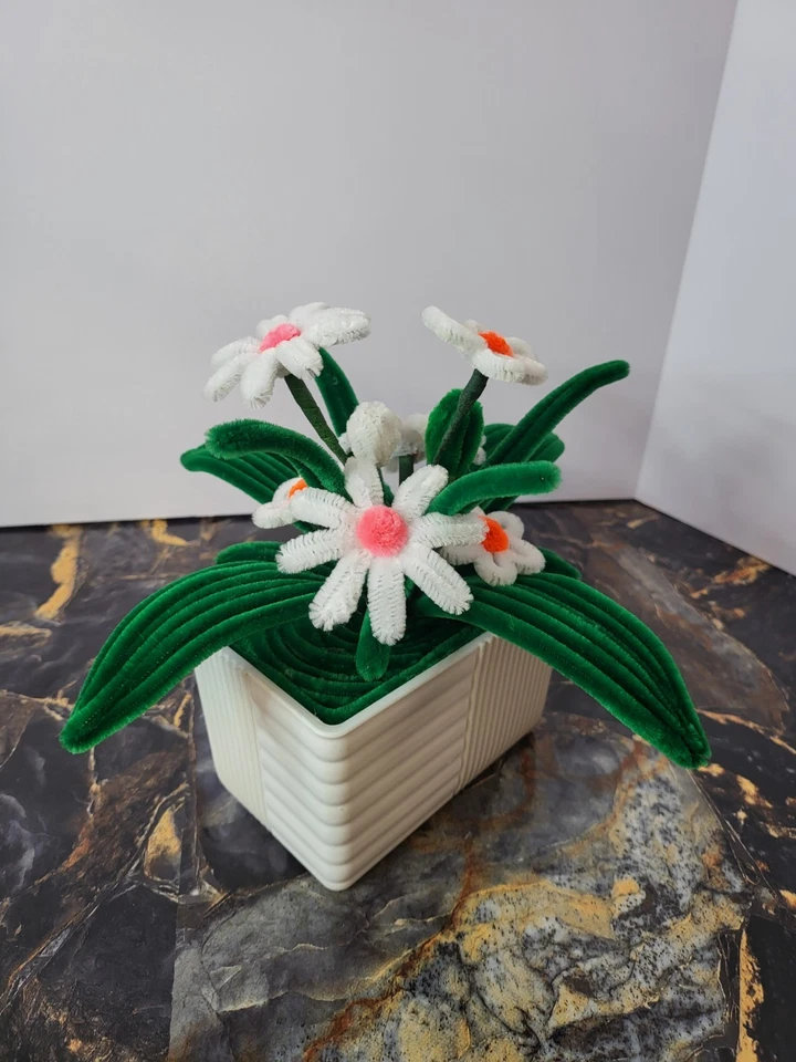 Samt Draht Gänseblümchen Blumen mit ABS Vase - Bild 4 von 4