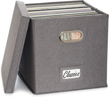 1-PK Decorative Vinyl Record Storage Box - 50 Single Records Album Collection