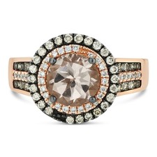 Le Vian 14K Rose Gold Morganite White/Chocolate Diamond Engagement Ring Size 7