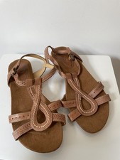 M&S Footglove Size 4.5  Wide Fit Brown Leather Flats Sandals Summer BNWT New 