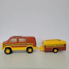 Vintage Tonka Toy Van and Pop Up Camper with Decals Retro 1970s made in the USA