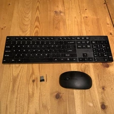 Wireless Keyboard Mouse Combo 2.4G Silent Full Size 1600DPI Black Used Working