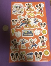 Disney Mickey Mouse Glossy Sticker Sheet - New - Perfect For Scrapbooking