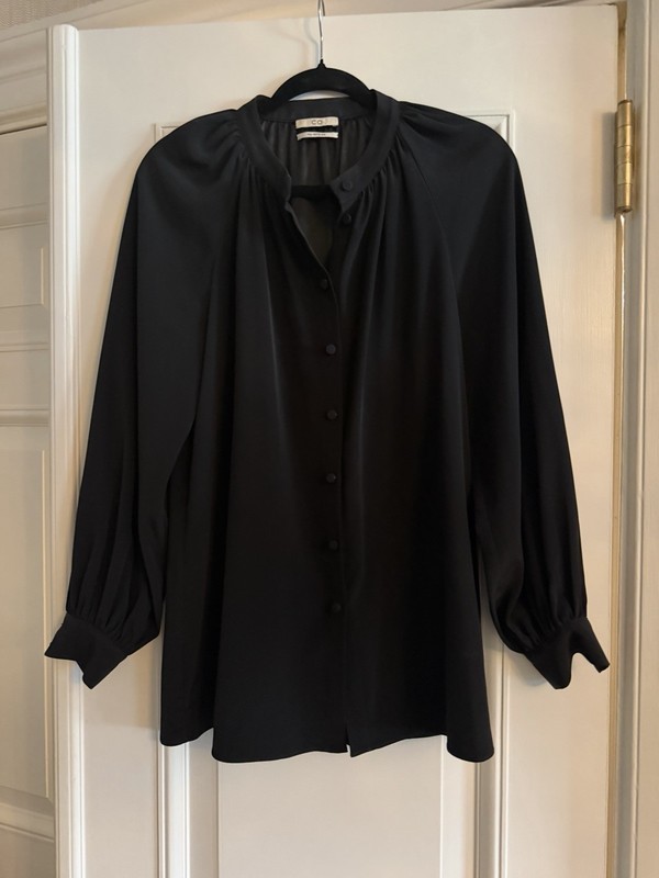 CO black tunic blouse, size small