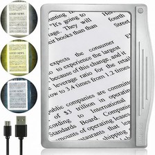 5X Rechargeable LED Page Magnifier with Anti-Glare Light for Reading