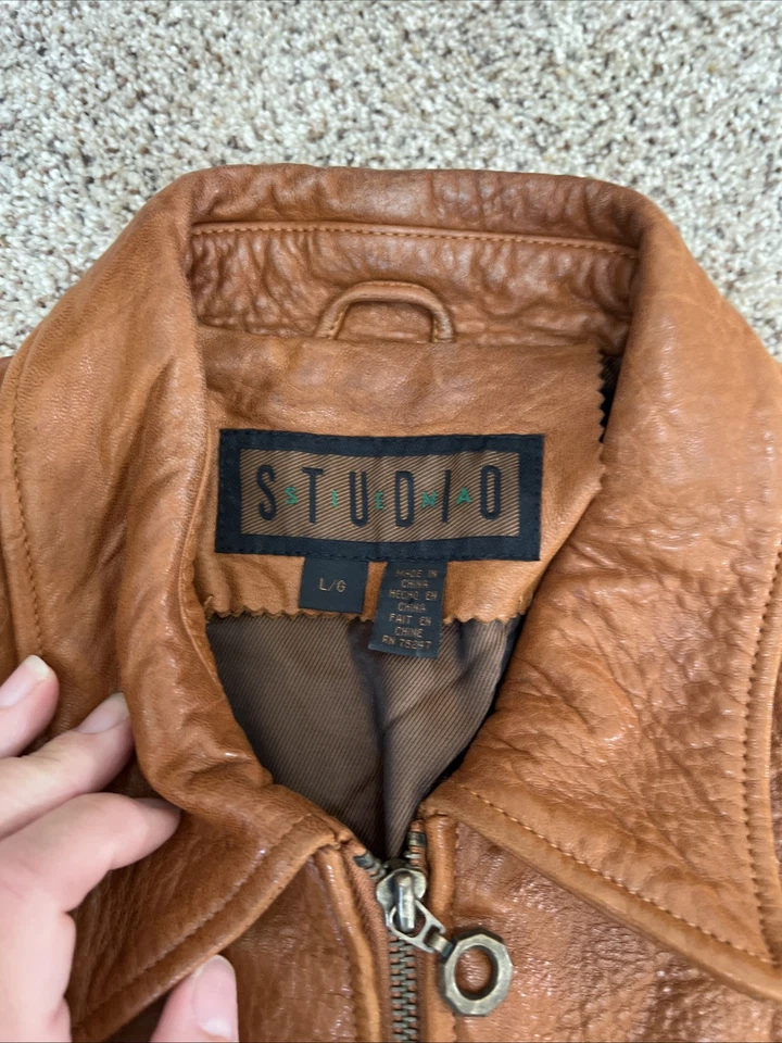 Jaqueta feminina Siena Studio vintage grande marrom macia 100% couro bolsos com zíper anos 90 - Imagem 3 de 4